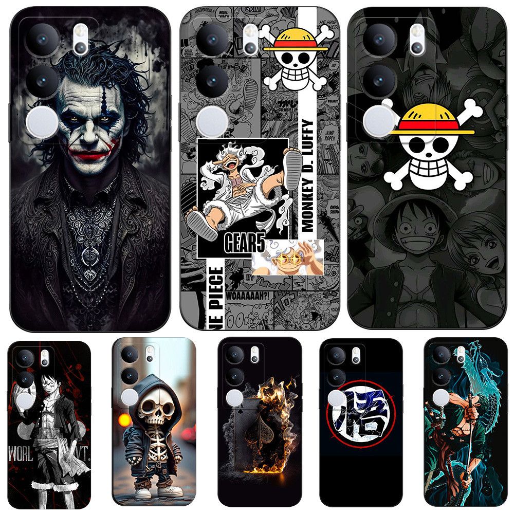 สําหรับ vivo V29 5G case Soft silicon Cover เคส tpu สีดํา หมวกฟางลูฟี่