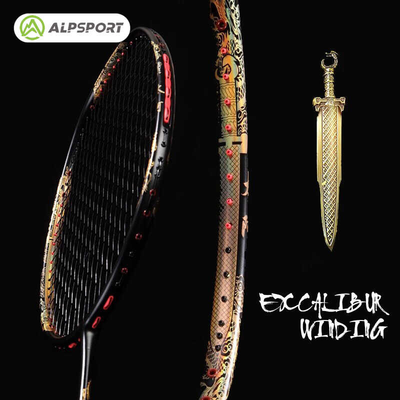 T 4U ALP 35Lbs 7mm G5 Powerful Excalibur Golden Dragon Badminton Racket Secondary Reinforced Full C