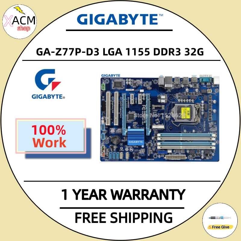 Gigabyte GA-Z77P-D3 ใช้พีซีเมนบอร์ด LGA 1155 Z77P-D3บอร์ด DDR3 USB3.0 USB2.0 HD