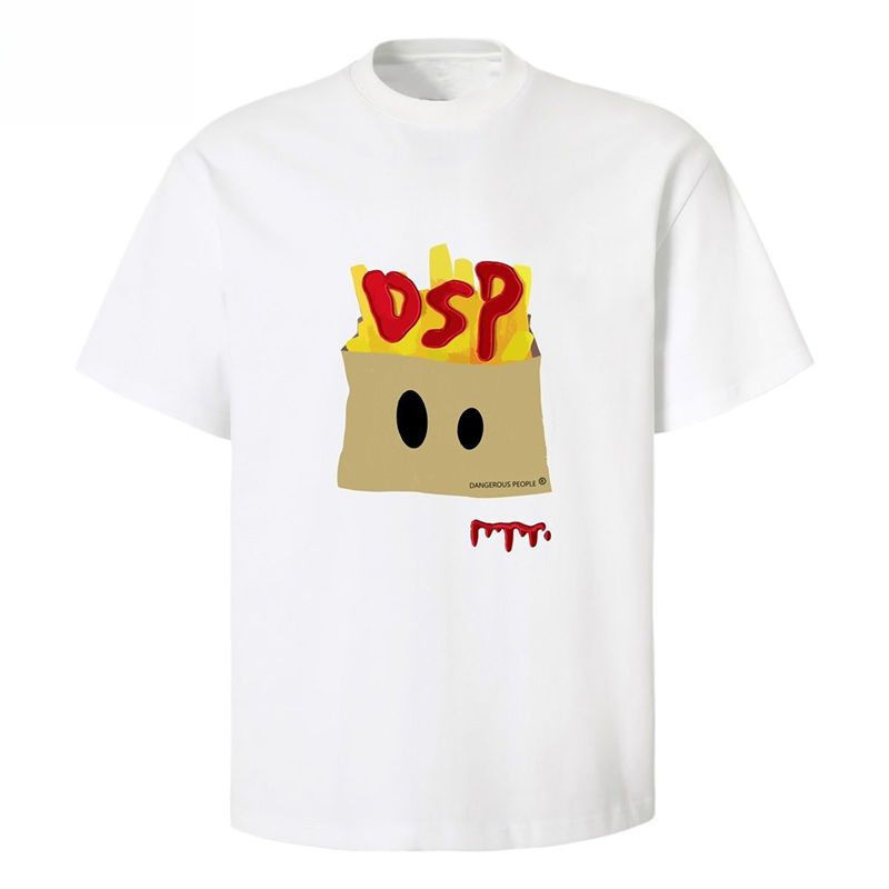 Dangerouspeeople Jacky Xue Dsp French Fries หลวมรอบคอแขนสั้นเสื้อยืดอินเทรนด์คู่อเนกประสงค์ Top 386