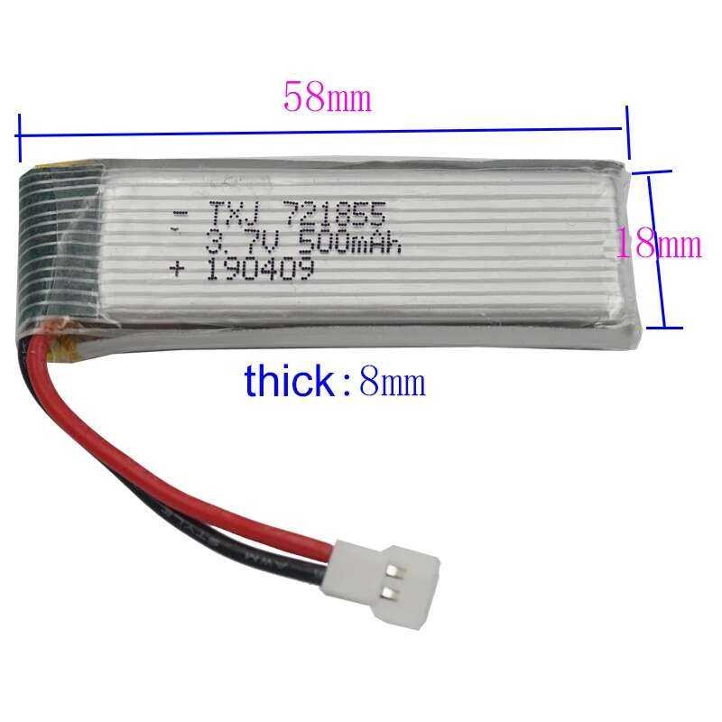 ❥ Charger + 2Pcs 3.7V 500Mah 1.85Wh 25C Li-Polymer Lipo แบตเตอรี่721855 Xh254สำหรับ H07 U815a U