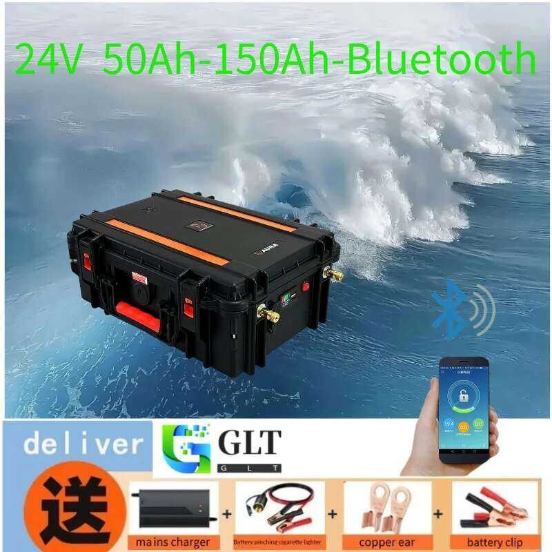 ❥ 24V 50Ah 100Ah 120Ah 150Ah Lifepo4 แบตเตอรี่สําหรับ Trolg มอเตอร์เรือ Back Up Power + 10A Cha