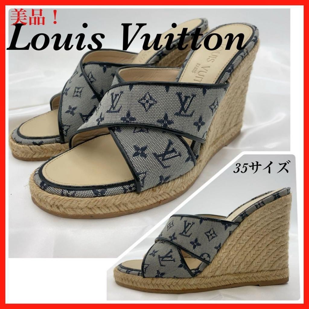 Louis Vuitton รองเท้าแตะส้นเตารีด (ใช้แล้ว) 【ส่งตรงจากญี่ปุ่น】
