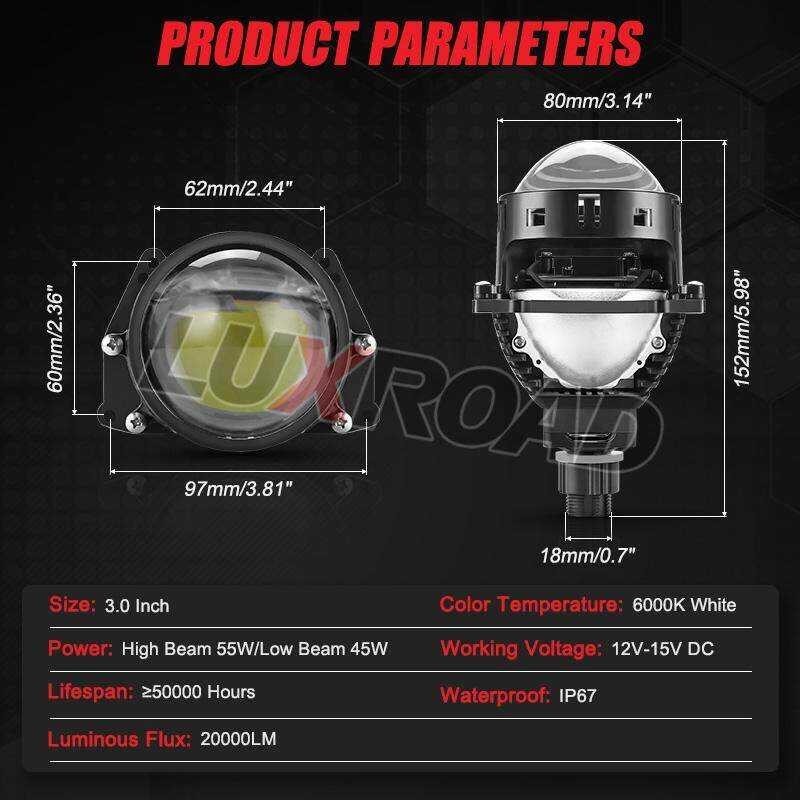 ❤ 3 Inch Bi-Led Projector Lens H4 H7 9005 9006 Lenses For Headlight LED Light Bulbs Universal Hea