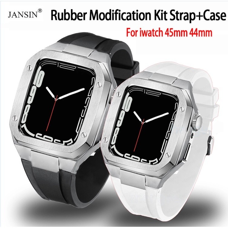 jansin สายยาง สายนาฬิกา iwatch series 9 45มม สาย+modification kit เคส สําหรับ iwatch series 9 8 7 6