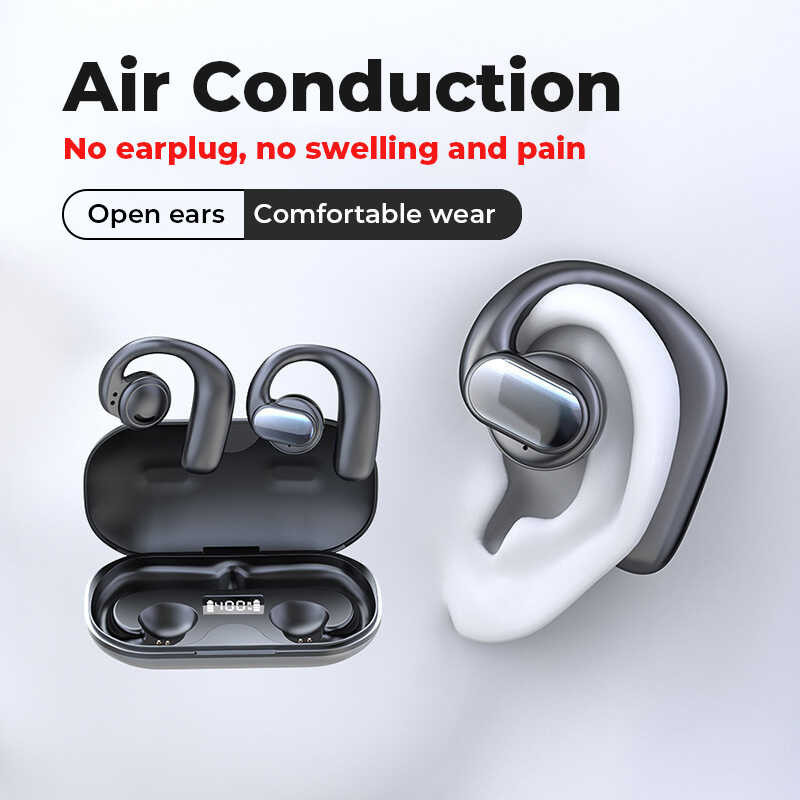 Bone Conduction Bluetooth 5.3 หูฟังกีฬาชุดหูฟังไร้สายหูฟังแขวนหู