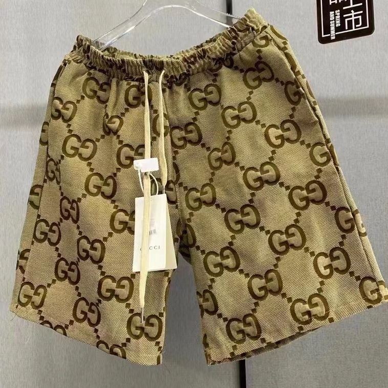 Hot_gucci สถานียุโรปฤดูร้อนใหม่ G Jacquard กางเกงขาสั้นผู้ชายแฟชั่นกางเกงลําลองผู้ชายและผู้หญิงสามในสี่ P