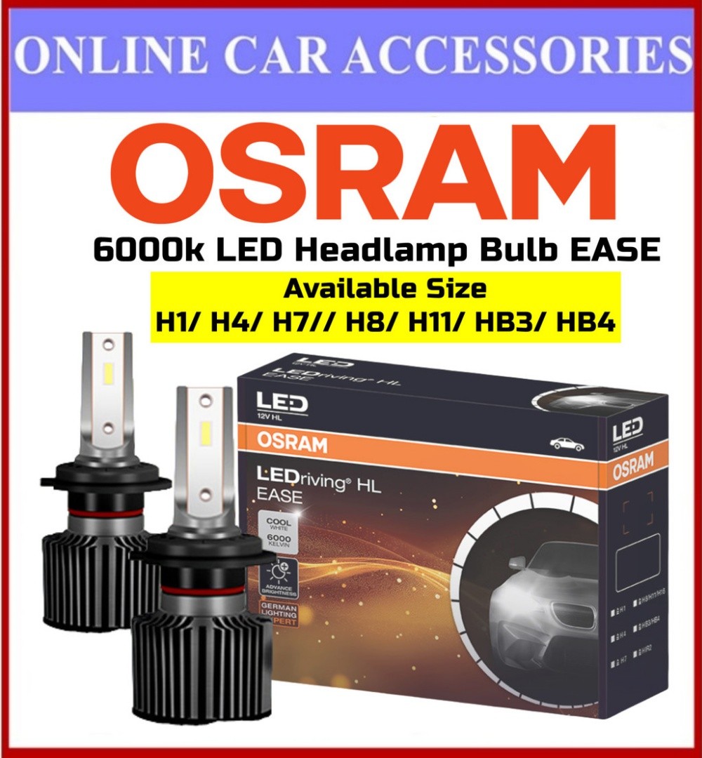 OSRAM 6000k LED ไฟหน้า Ease หลอดไฟ LED รถยนต์ H1, H4, H7, H11, HB3/4, HIR2