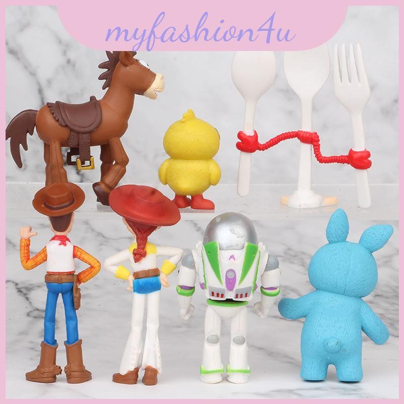 4 Toy Story Woody Lightyear Rex Alien Bear 7 ชิ้น Action Figure เค้ก Topper ของเล่น Vibrant และรายละ