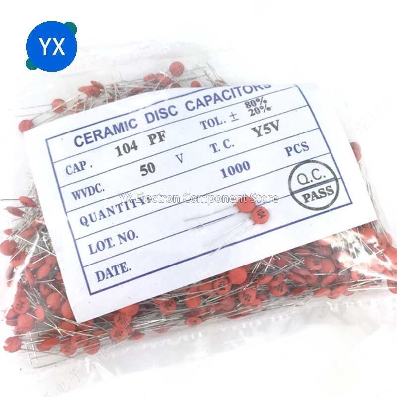 1000Pcs ตัวเก็บประจุเซรามิก50v 1Pf ~ 100Nf 0.1Uf 104 4.7Pf 10Pf 22Pf 33Pf 47Pf 100Pf 101 220Pf 221 3