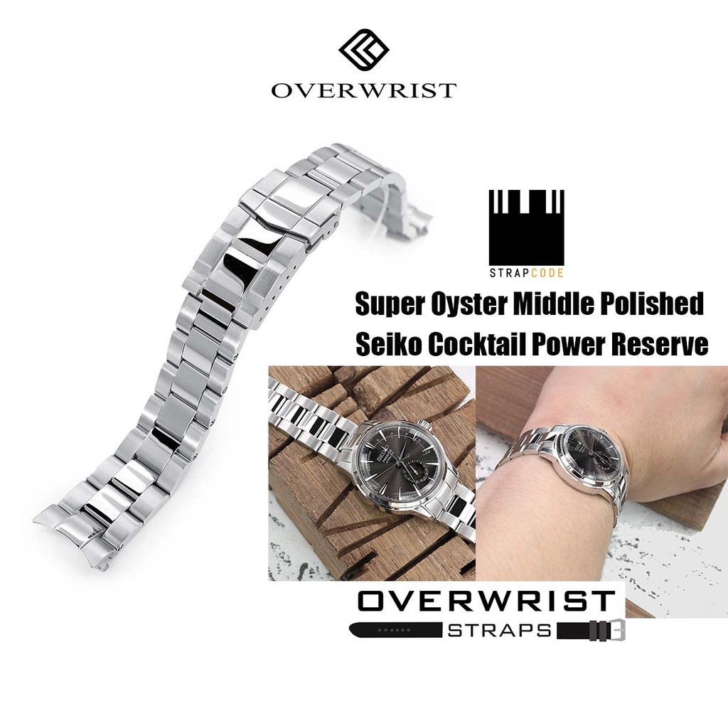 ♞,♘,♙สายนาฬิกา Strapcode รุ่น Super Oyster Middle Polished for Seiko Cocktail SRPB41, SSA343, SSA34