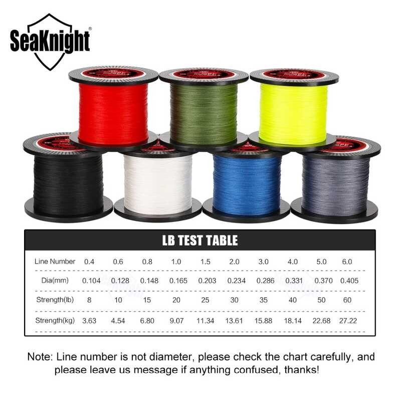 Brand Seaknight TP Series 1000M Fishing Line 8-60Lb Braided Line Smooth Multifilament PE Fishing Li