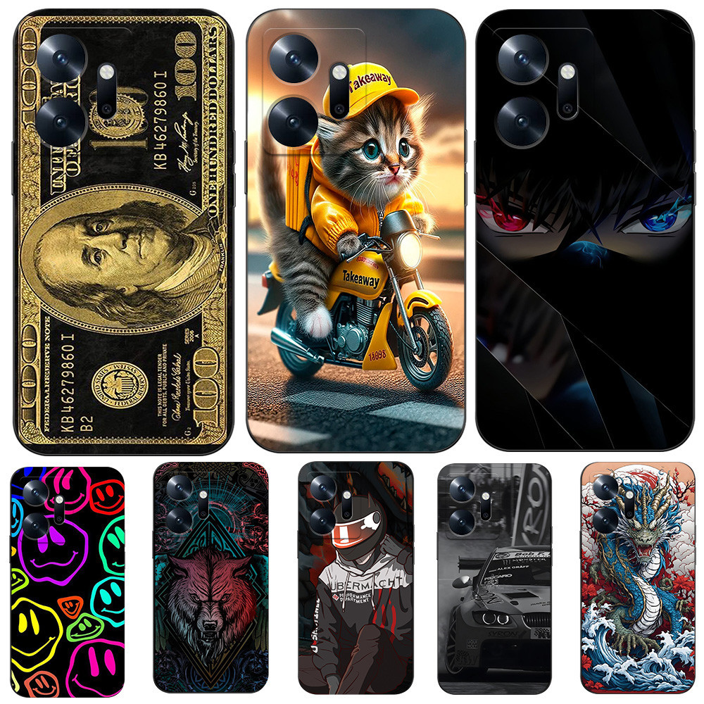 เคสสําหรับ INFINIX ZERO 20 Silicon Phone Back Cover เคส tpu สีดํา แมวน่ารัก