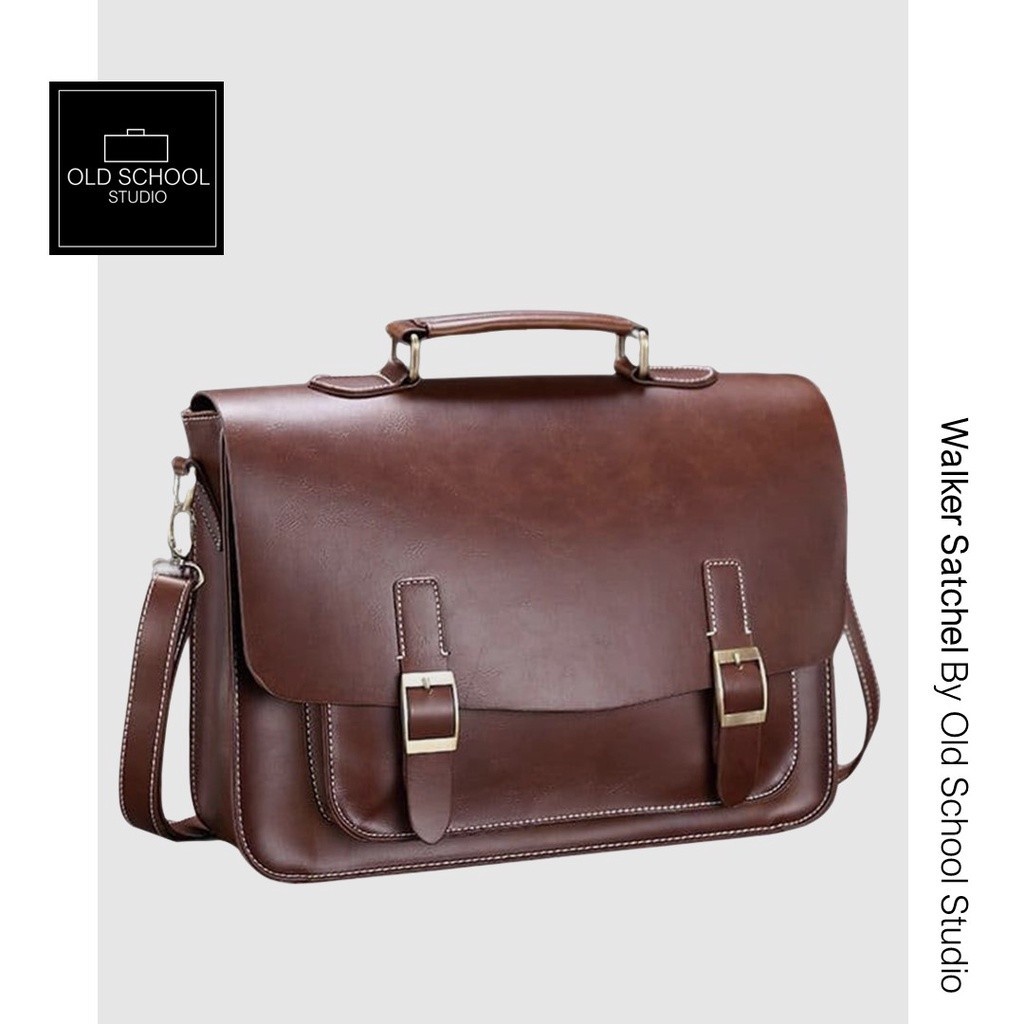 Old School Studio Walker Satchel Leather Messenger Bag for Men Women Laptop Bag Shoulder Bag Sling