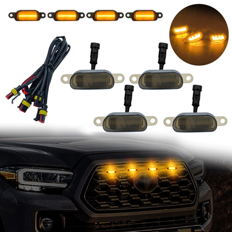 กระจังหน ้ ารถไฮไลท ์ แสงสีเหลืองขนาดเล ็ กในไฟกว ้ างตกแต ่ ง Led สุทธิ DRL ไฟวิ ่ งกลางวัน