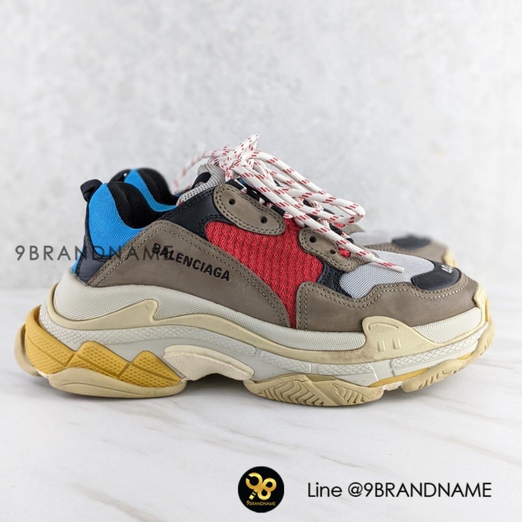 Balenciaga Triple S รองเท้าผ้าใบลําลอง สีเทา แดง น้ําเงิน 2 BSMV