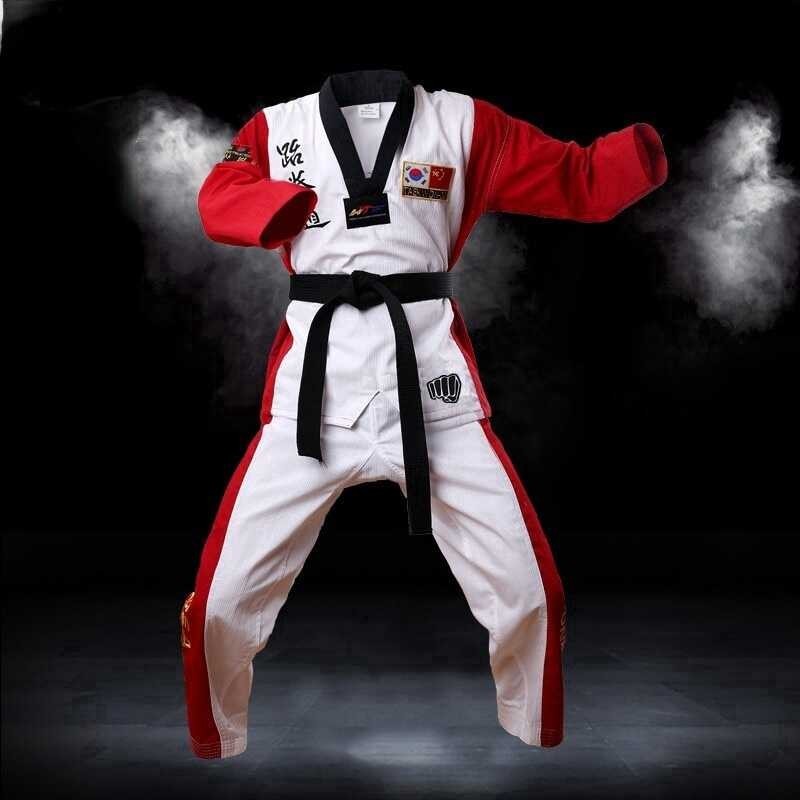 Youth Red Uniform Blue Black Taekwondo Karate