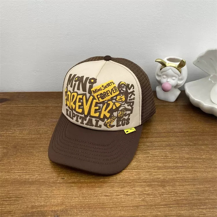 KAPITAL Sugar Color Stitching Letter Printing Baseball Cap Sun-Proof Truck Driver Cap Casual Shoppi