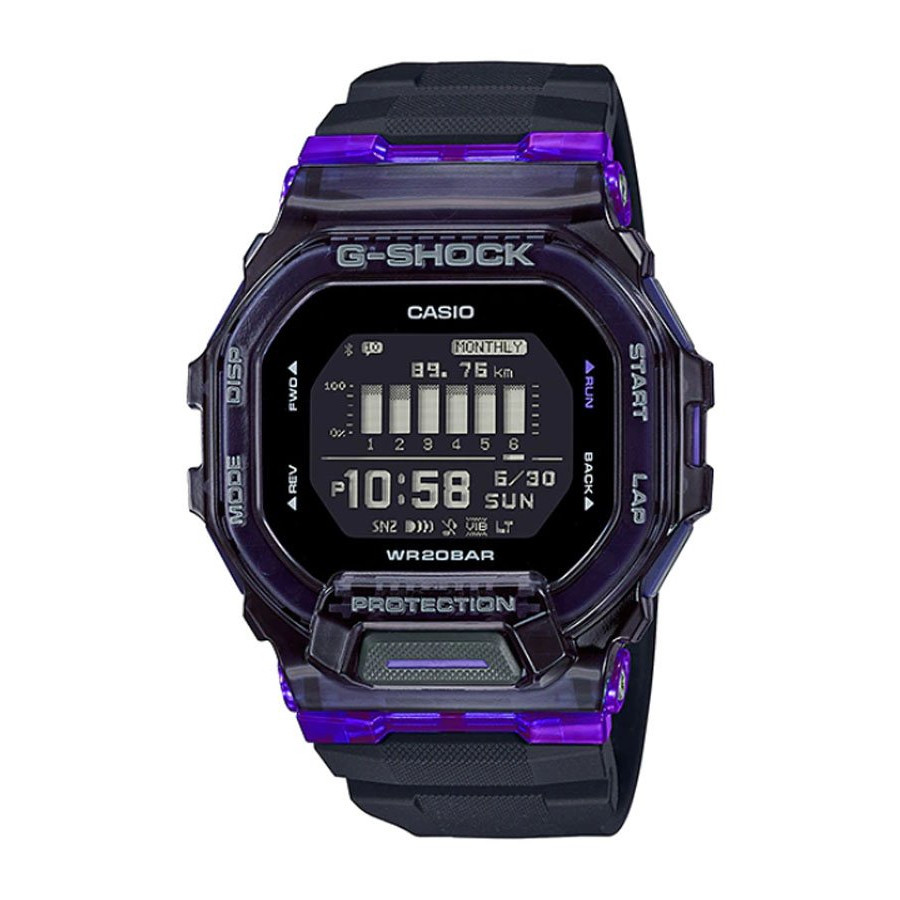 ♞,♘,♙Casio G-Shock นาฬิกาข้อมือผู้ชาย สายเรซิ่น รุ่น GBD-200SM-1A6 สีดำ/ม่วง