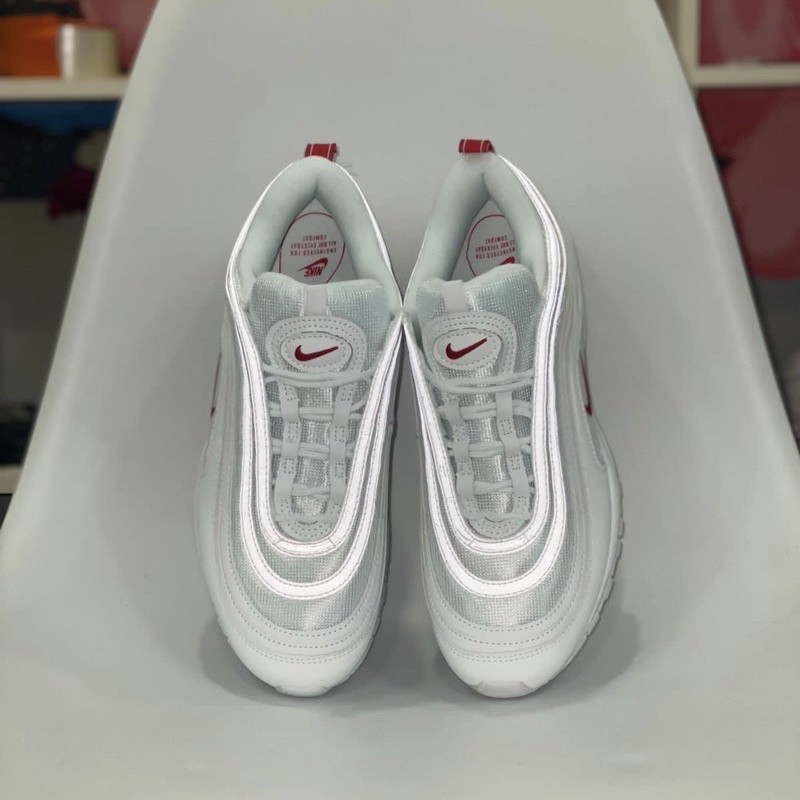 



 ♞,♘,♙Nike Air Max 97 รองเท้าผ้าใบ สีขาว สีแดง