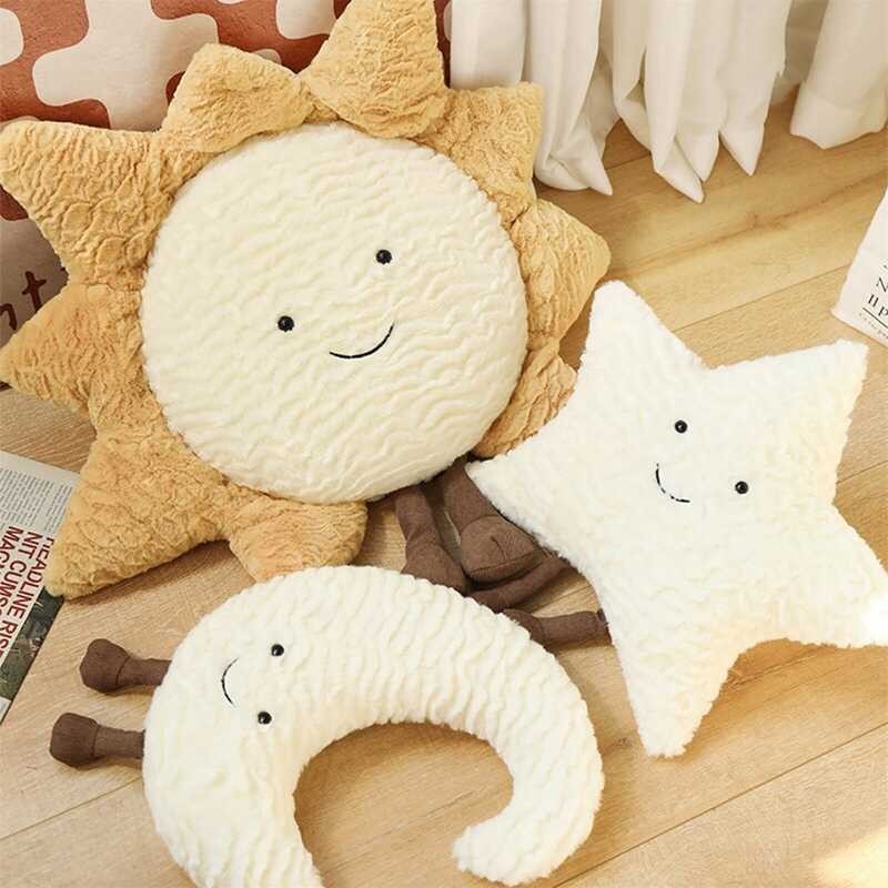 Adorable Plush Toy Cartoon Moon/Star/Sun Shape Stuffed Cushion Festival Supplies Home Decorations