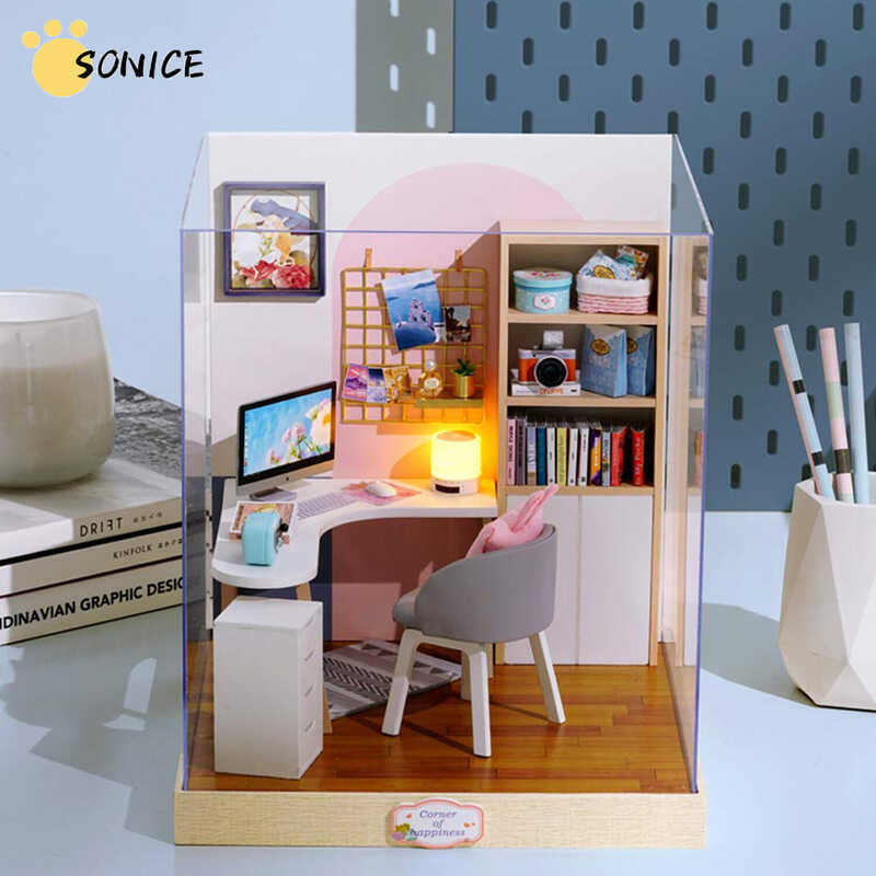 Sonice 1:24ของตกแต่งงานปาร์ตี้ Miniature DIY House Kit งานฝีมือสร้า