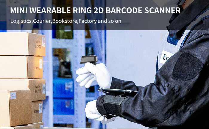 1D Eyoyo นิ้วมือ/2D แหวนไร้สายเครื่องสแกนบาร์โค้ด Bluetooth ฟ