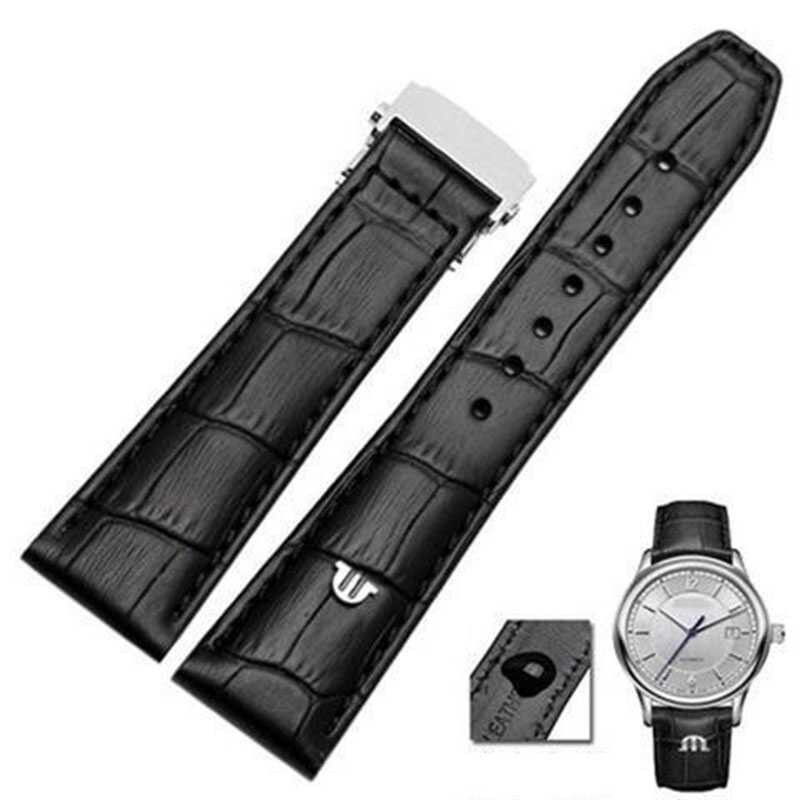 Genuine Leather TOP watchband For MAURICE LACROIX watches strap black brown 20mm 22mm with folding