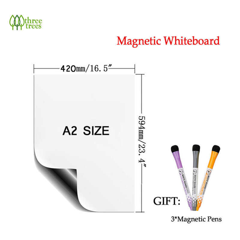 Threetrees Magnetic Whiteboard Dry Erase Board Writing Teaching Practice White Board A2 A3 A4 A5 S