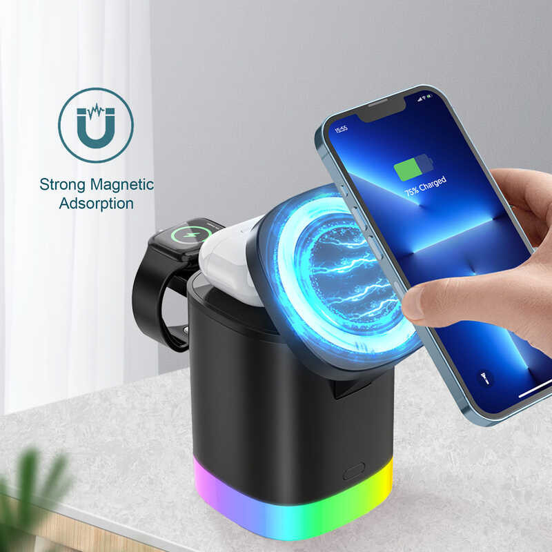 Shipping ♥ SFREE Magnetic Wireless Fast Charger Compatible iPhone,Samsung,Huawei, with RGB Night L