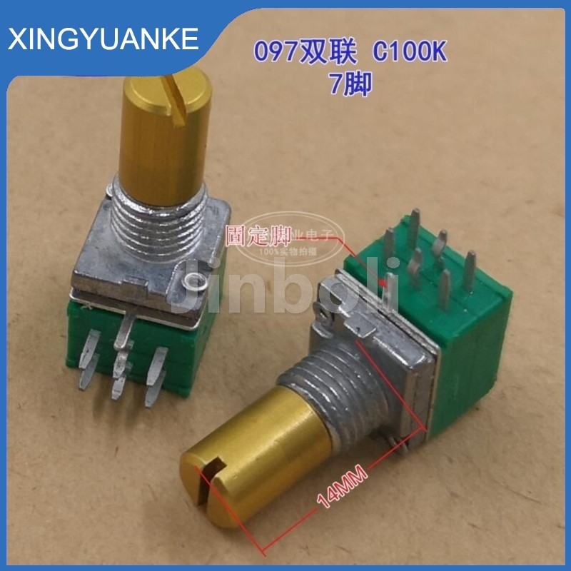 5PCS RK097G ประเภท Double Sealed Potentiometer 7Pins C100K C104 Volume Audio Amplifier Sound Potenti