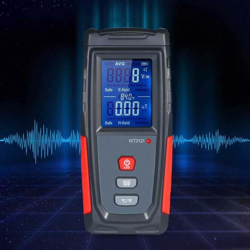 EMF Meter USB Rechargeable, Radiation Detector Electromagnetic Field And Temperature Precise For