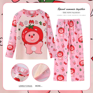 新中式 เด็กชายและเด็กหญิงแขนยาวคอกลม Patrick Star ชุดนอน Kid Simple Nightdress สําหรับ 8 - 9 ปี