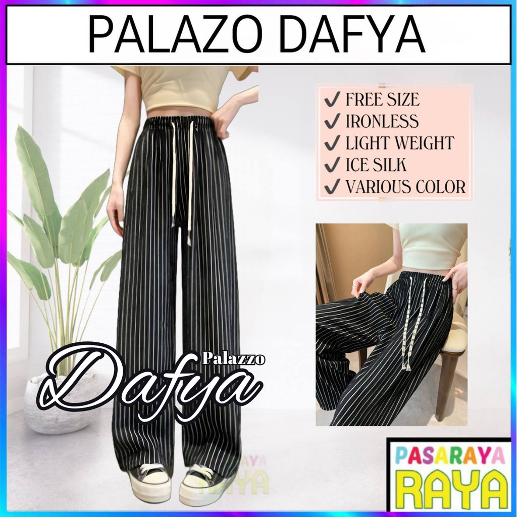 DAFYA Palazo Crinkle KGT Ironless Free Size KGT Palazo Berkedut Slack Pants Seluar Getah Palazo Panj