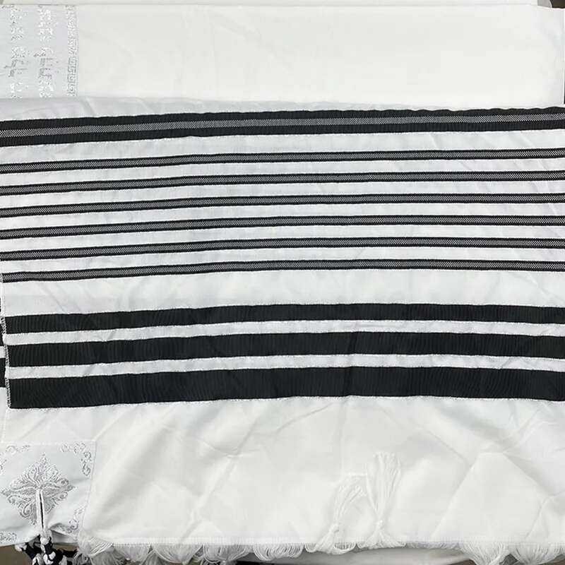 ❥ Judaica อิสราเอลยิว Talit โพลีเอสเตอร์สีดำขนาดใหญ่ Gadol Prayer Shawl Tallit กับกระเป๋า140x19