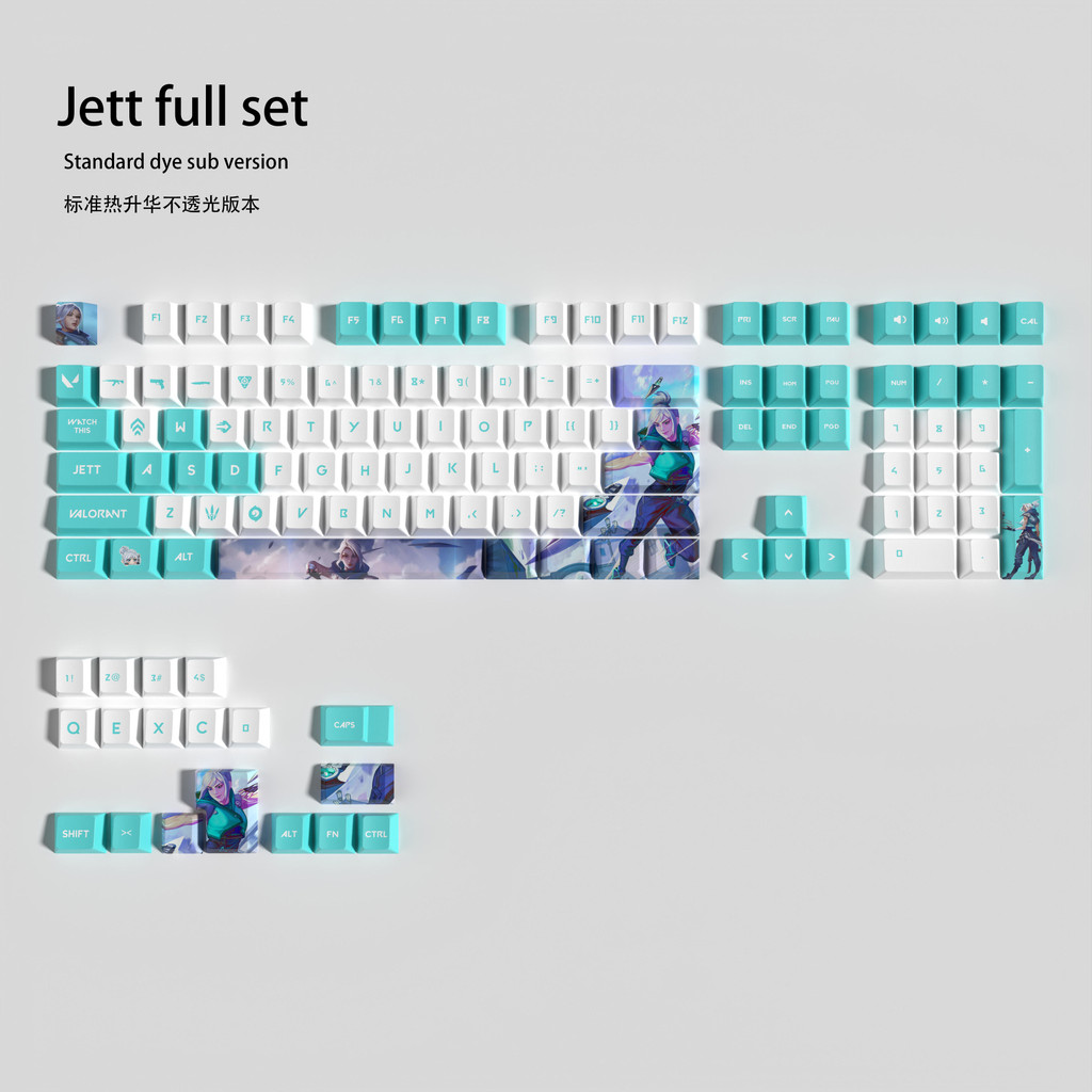 Fearless Contract Keycap Jetwind Keycap Valorant Jett Keycap Side แกะสลักโปร่งแสง Keycap Full Key Se