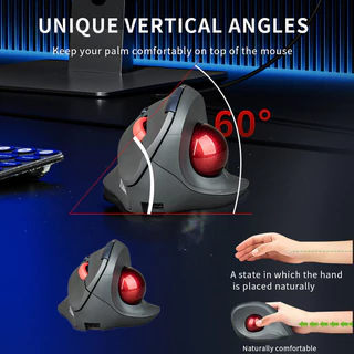 Jomaa Dual Mode Trackball Bluetooth Mouse 2.4G แนวตั้งชาร์จ Ergonomic Mice สําหรับคอมพิวเตอร์พีซี iPad Easy Thumb Control Mouse