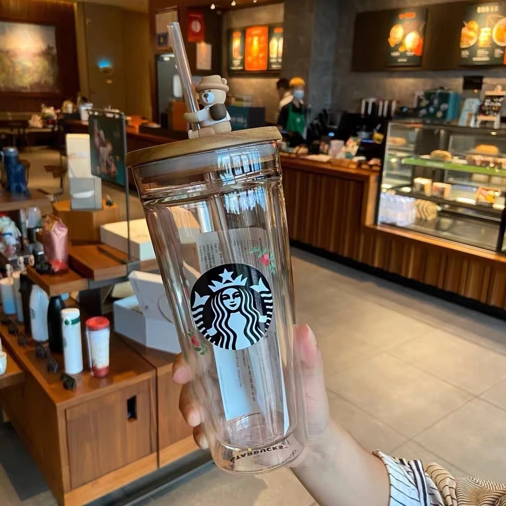 Starbuck แก้วกาแฟ แบบสองชั้น ทนความร้อน สีใส ของขวัญ thumbnail 4