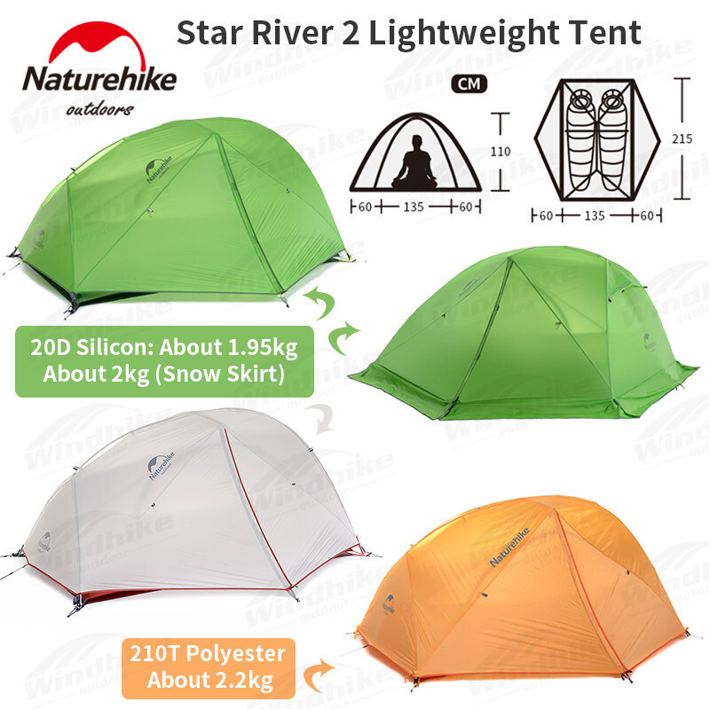Naturehike Star River 2 Persons Tent 4 Seasons Ultralight Camping Tent Waterproof 20D /210T Fabric Tourist Tent With