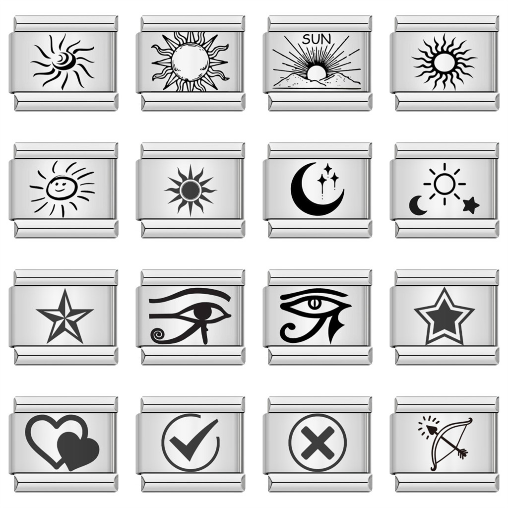 แฟชั่น New Sun Moon Star Eye Heart Charm อิตาลี Links Fit 9 มม.สร้อยข้อมือสแตนเลส DIY ทําเครื่องประดับ