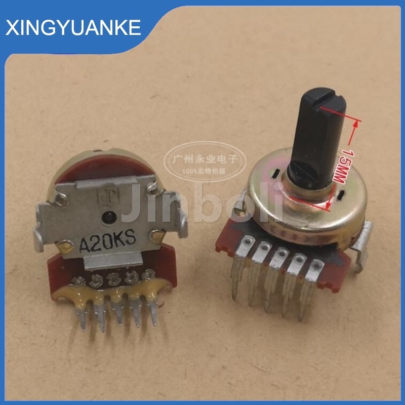 2PCS 161 ประเภทคู่แนวตั้ง Rotary Potentiometer 5Pins A20K A20KS เครื่องบันทึกปริมาณเสียง Potentiomet