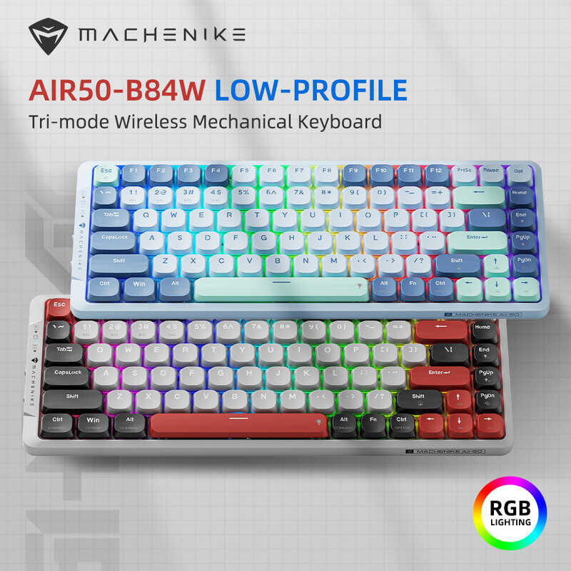 Air50 Low-Profile he คีย์บอร์ดไร้สายแบบกลไก 84 คีย์ Tri-โหมดแบบม
