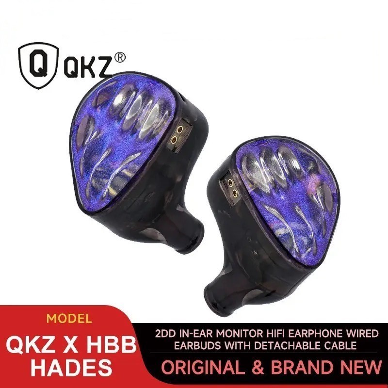 Qkz x HBB Hades หูฟังอินเอียร์ 2DD HiFi พร้อมสายเคเบิล ถอดออกได้ สําหรับนักดนตรี