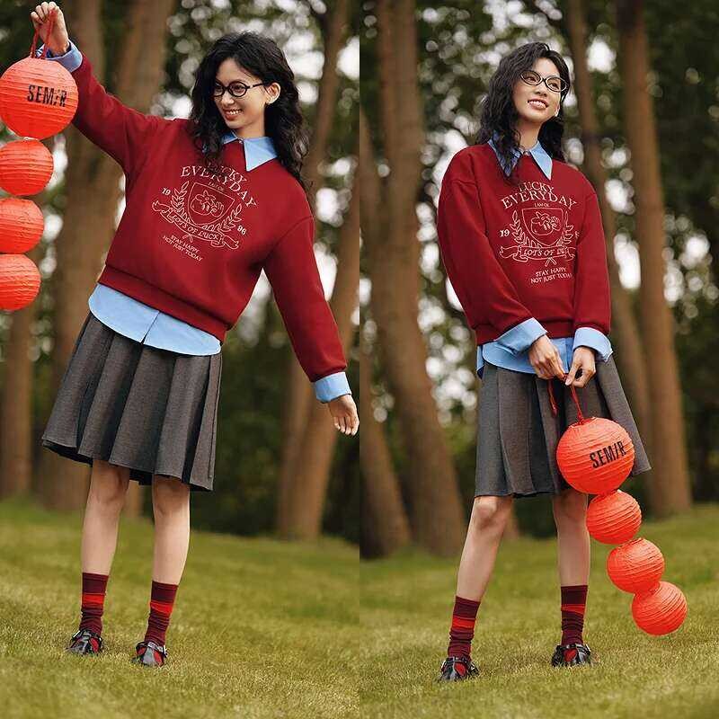 ❥ Semir Hoodieผู้หญิงออกแบบ-คุณลักษณะปักหลวมและขี้เกีย