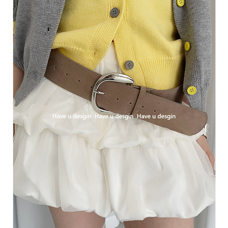 มี u desgin เวอร์ชั่นเกาหลี Retro Suede เข็มขัดกว้างหญิงสไตล์ตะวันตก Girdle อุปกรณ์เสริมอินเทรนด์