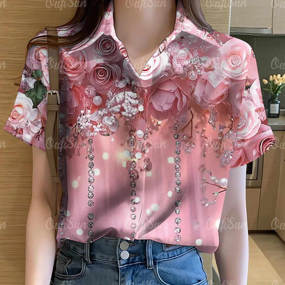 เสื้อฮาวายผู้หญิงลายดอกไม้แขนสั้นทรงโอเวอร์ไซส์ ไซส์ 42 thumbnail 6