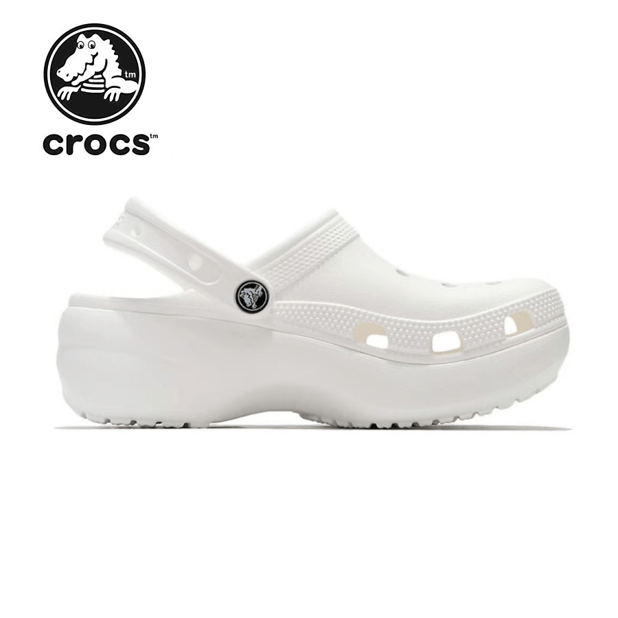 



 ♞พร้อมส่ง แท้%Crocs Classic Platform Clog ผู้หญิงรองเท้าลำลองพื้นหนาสีขาว