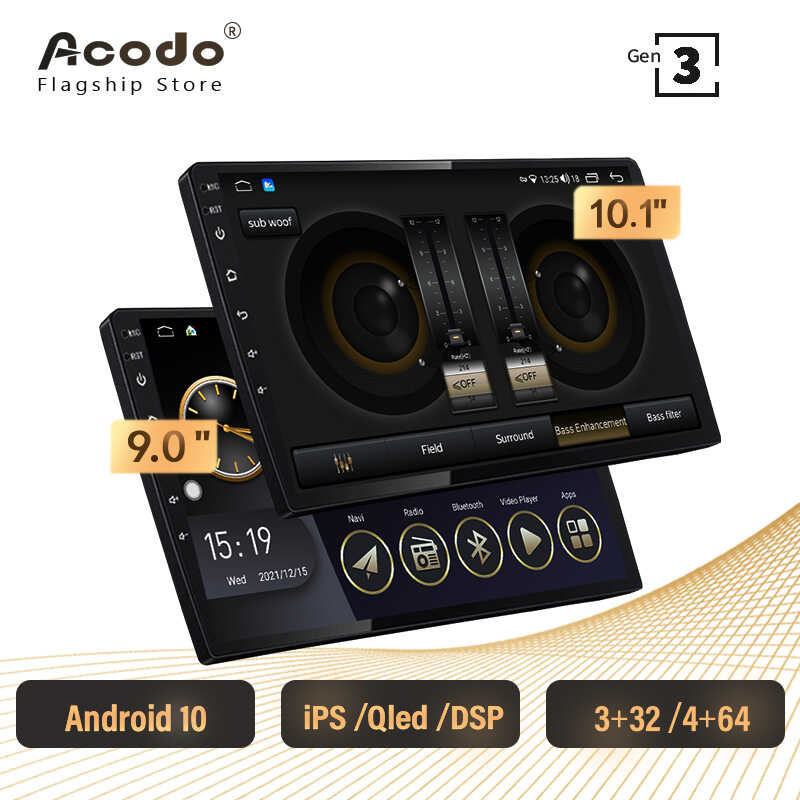 รถวิทยุ 2din 【DSP+iPS/QLED】Acodo Android 10 นิ้วหน้าจอ 9 นิ้วรถทีวีจ
