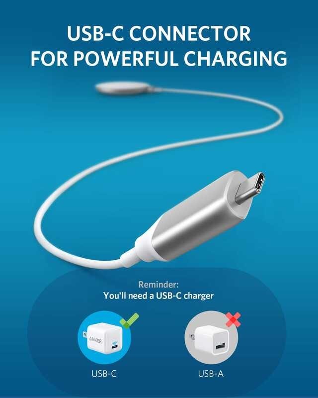 ❤ Charger, Anker Wireless Charger With 5Ft Built In Usb-C Cable, Powerwave Magnetic Pad, 7.5W Cha