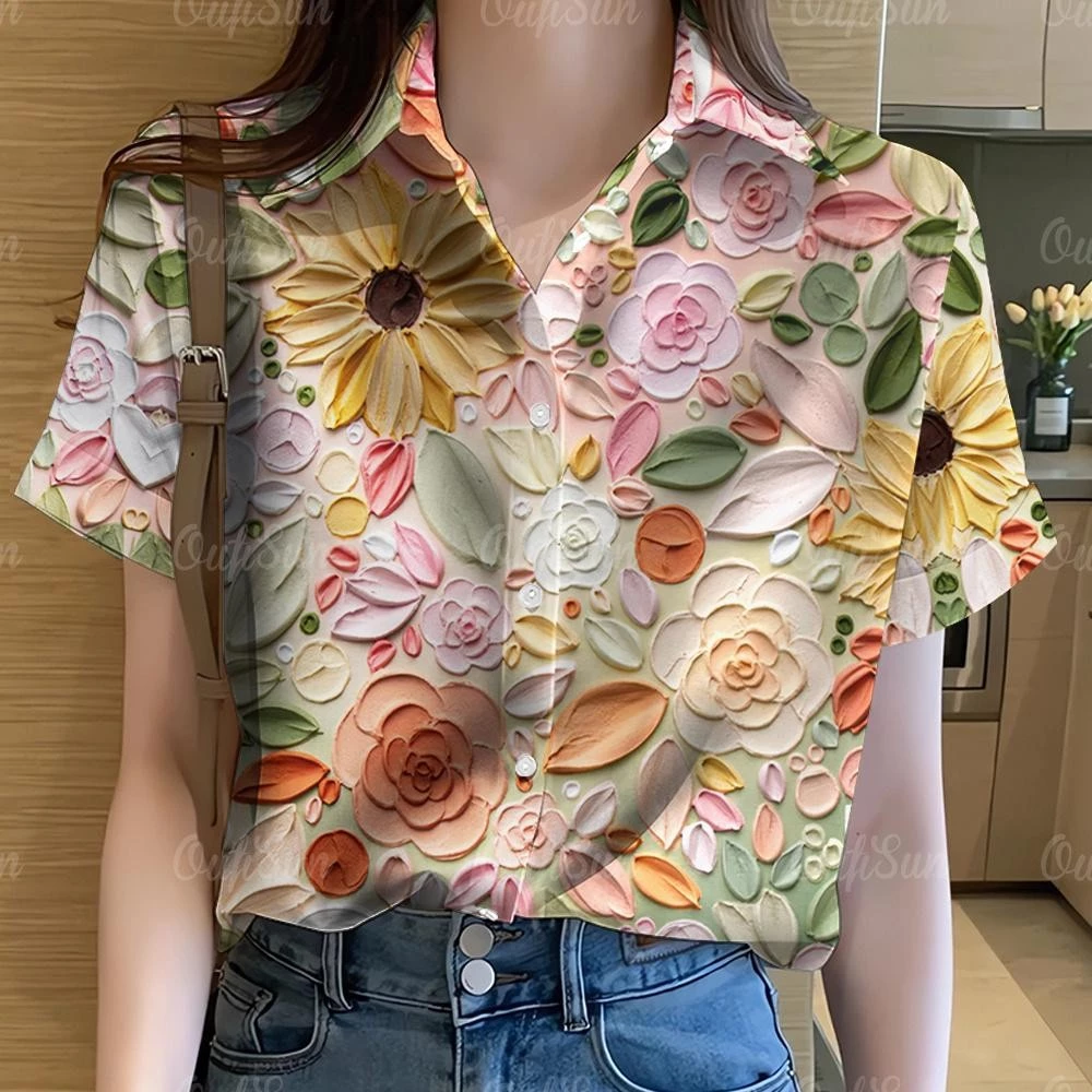เสื้อฮาวายดอกไม้แขนสั้น สำหรับผู้หญิง thumbnail 3
